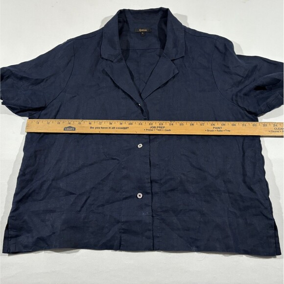 Quince Top Womens Blue 100% European Linen Lagenlook Boho Button Up Shirt Sz L - Picture 4 of 8
